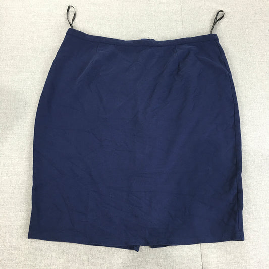 City Chic Womens Pencil Skirt Size M Blue Midi Straight Back Zip