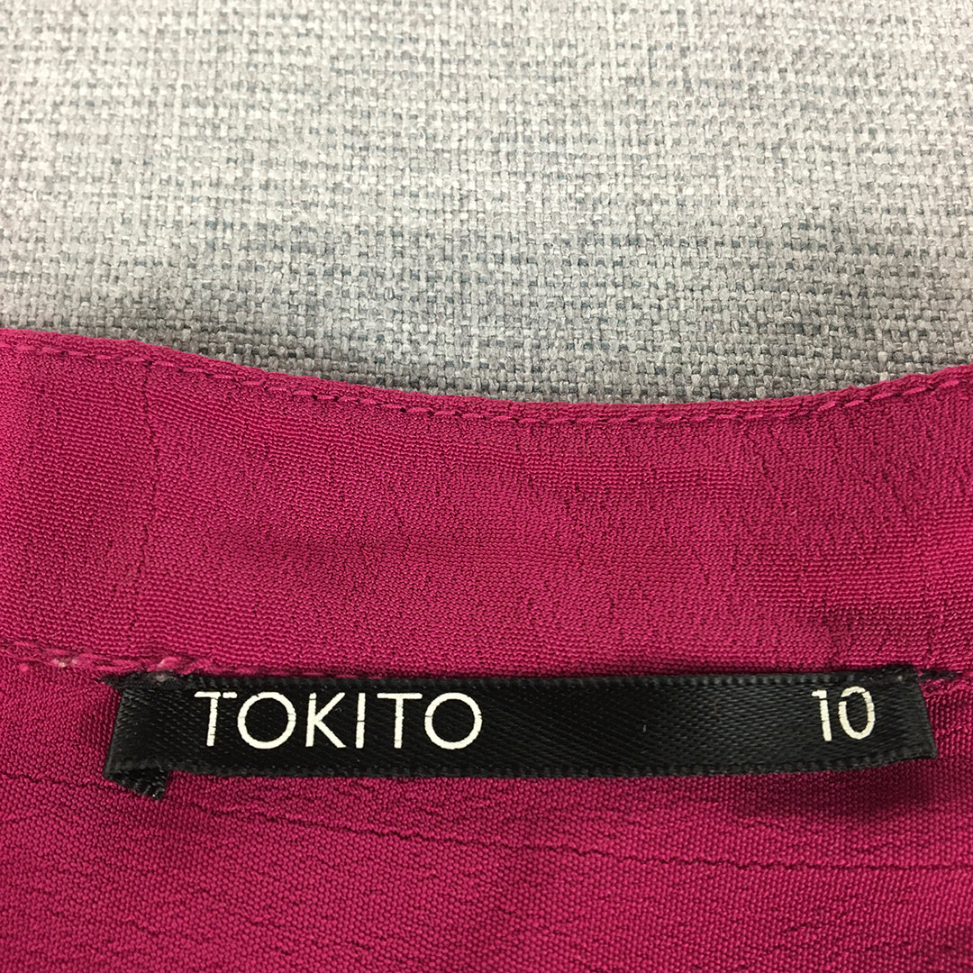 Tokito Womens Shirt Size 10 Pink Button-Up Long Sleeve Shirt