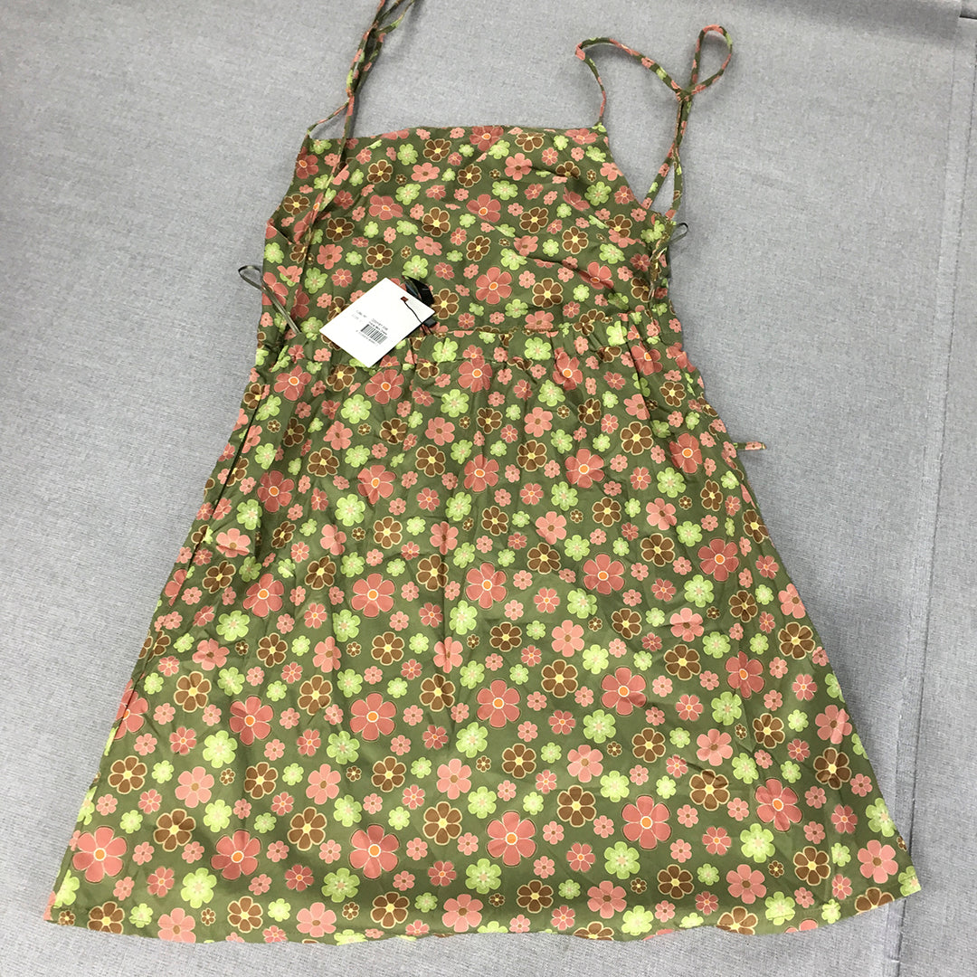 NEW Minx & Moss Womens Mini Dress Size L Green Floral A-Line Sleeveless