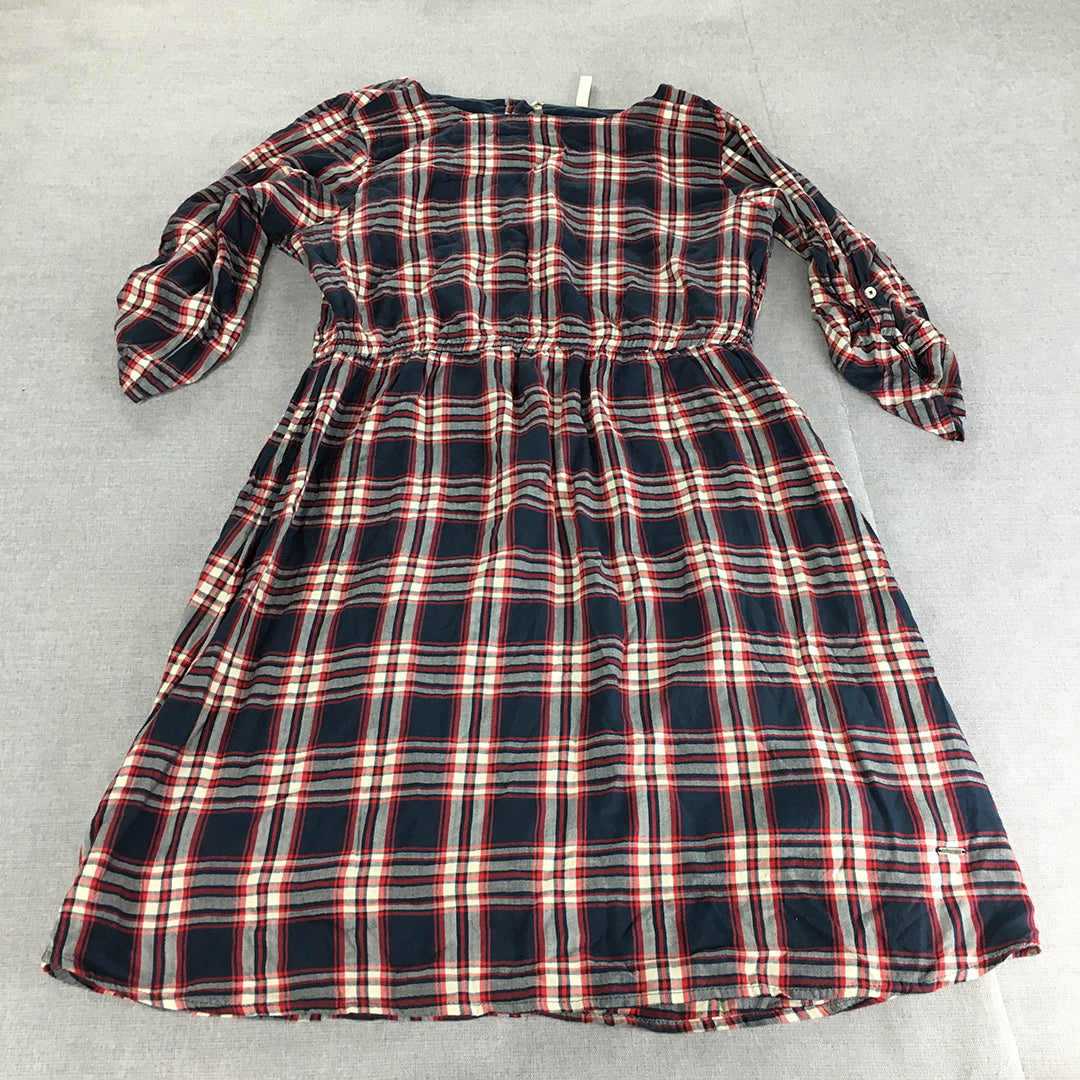 Lee Cooper Womens Mini Dress Size XL Blue Red Checkered Button A-Line