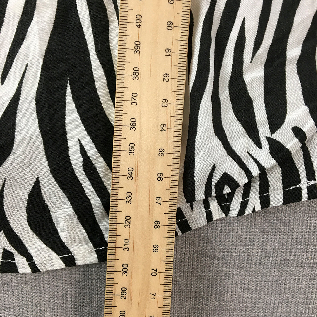 NEW Showpo Barreta Dress Size 14 White Black Zebra Striped Sleeveless Mini