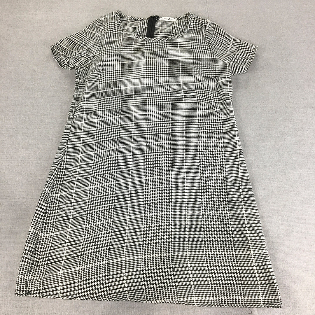 Minx & Moss Womens A-Line Dress Size 10 Black White Houndstooth Mini