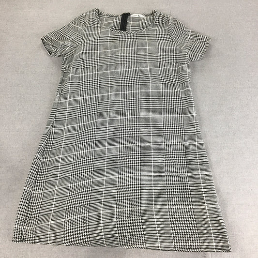 Minx & Moss Womens A-Line Dress Size 10 Black White Houndstooth Mini