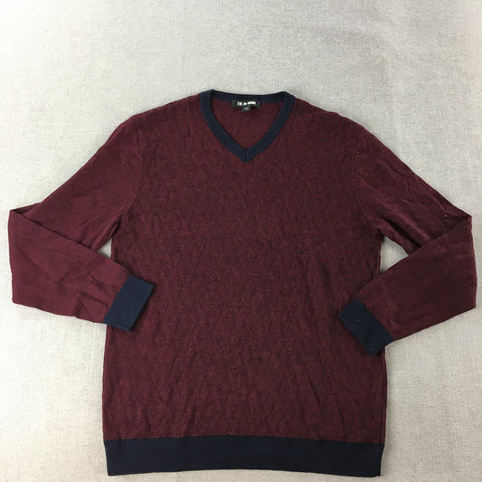 Eve de Uomo Mens Wool Sweater Size S Red V-Neck Knit Pullover Jumper