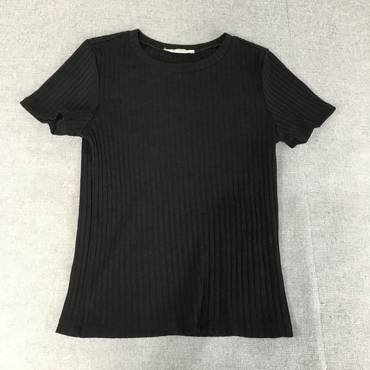 Zara Trafaluc Womens Knit Top Size S Black Short Sleeve Shirt