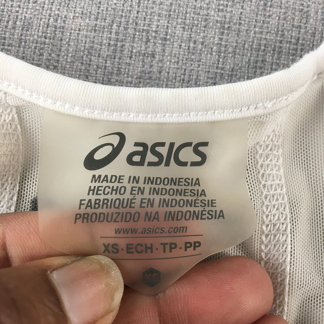 Asics Womens Sports Bra Size XS White Black Logo Sleeveless Cropped Top