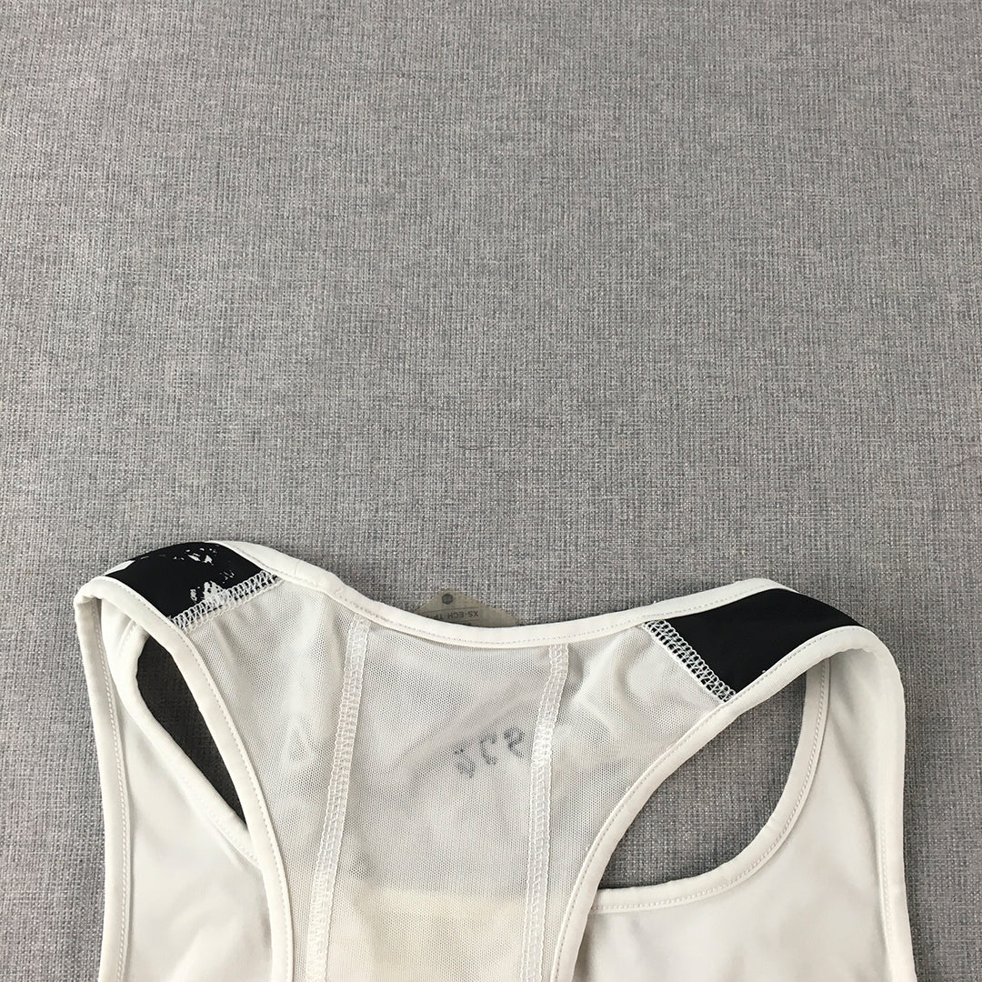 Asics Womens Sports Bra Size XS White Black Logo Sleeveless Cropped Top