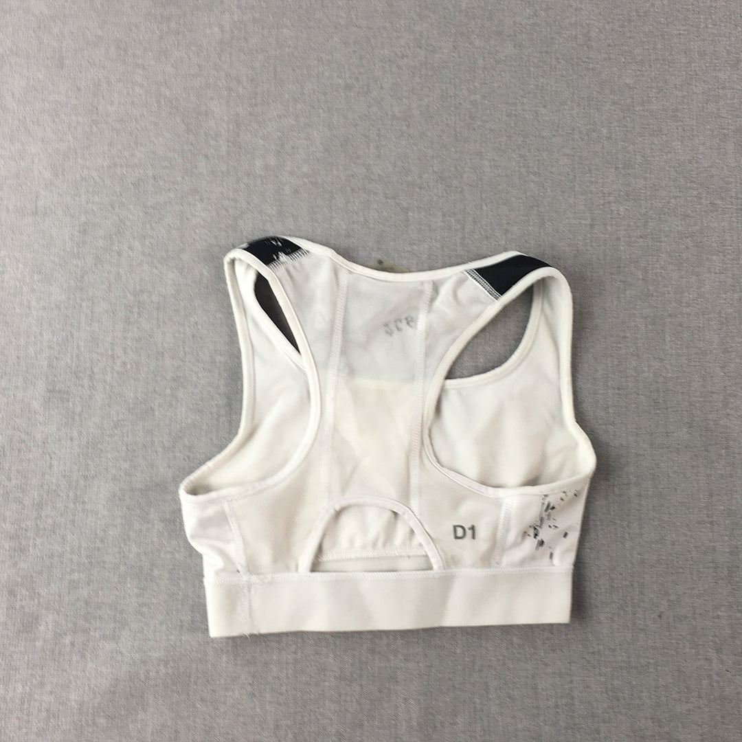 Asics Womens Sports Bra Size XS White Black Logo Sleeveless Cropped Top