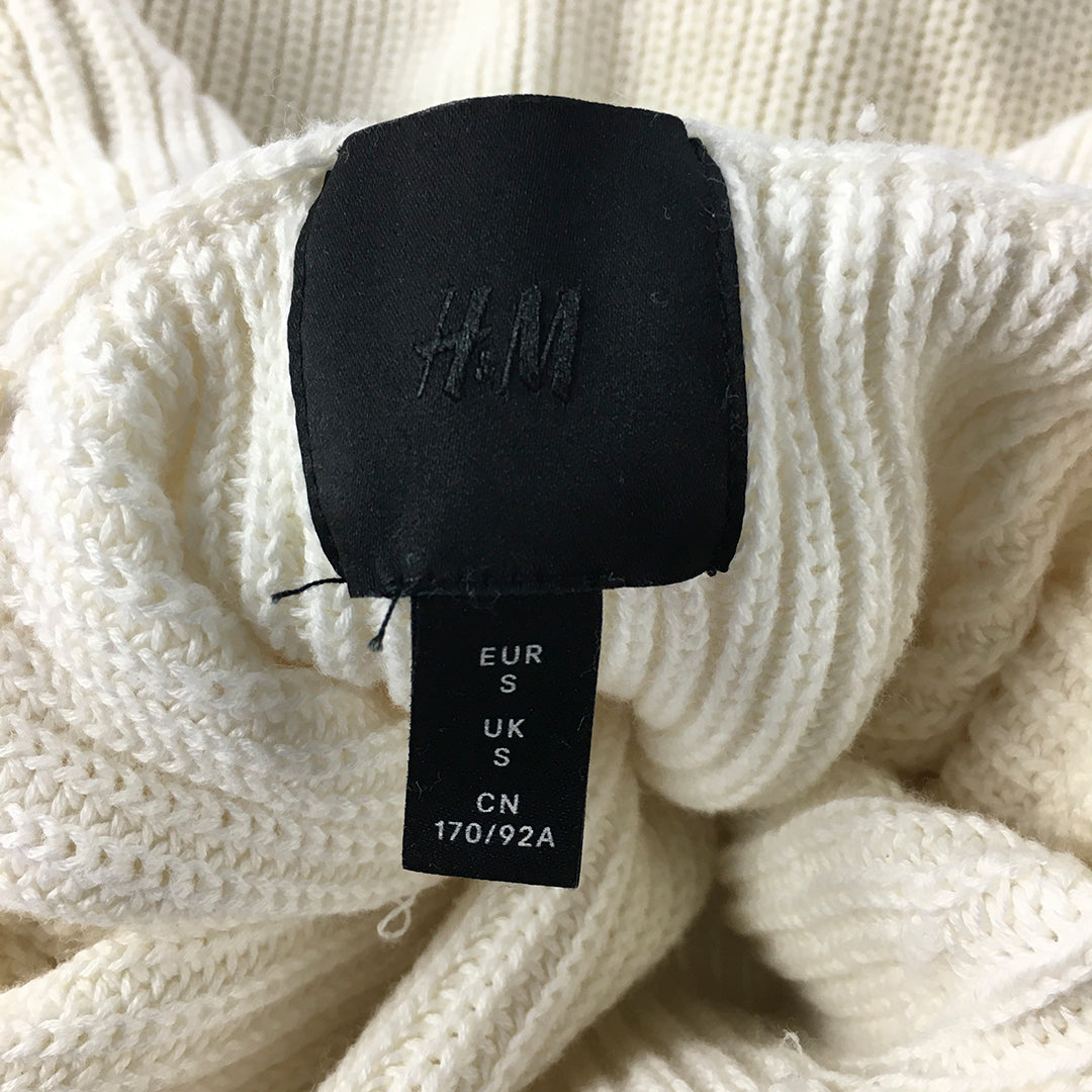 H&M Mens Turtleneck Sweater Size S White Knit Pullover Jumper