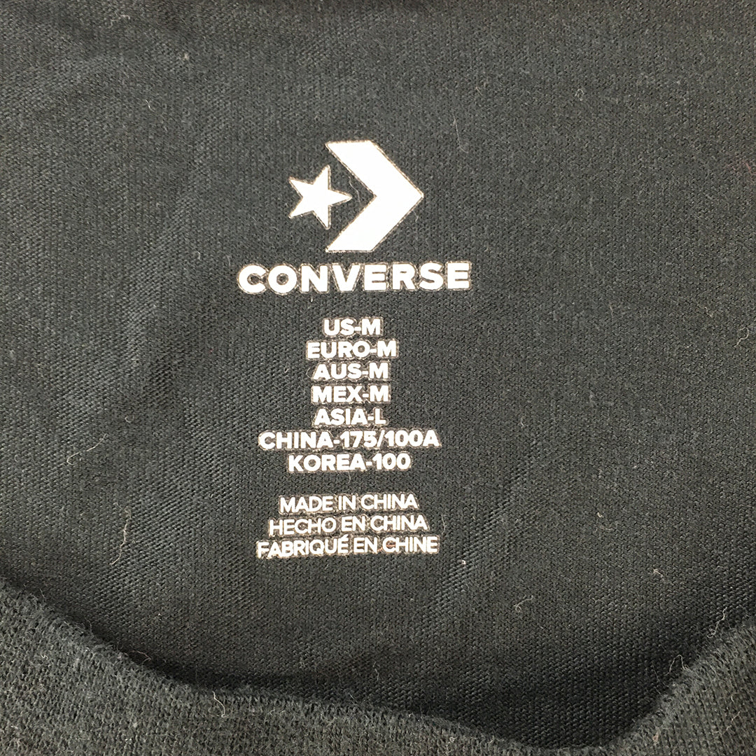 Converse Mens T-Shirt Size M Black Logo Short Sleeve Tee