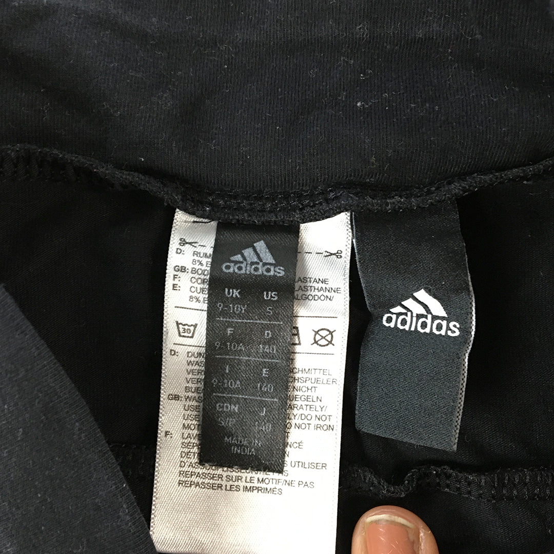 Adidas Kids Girls Leggings Youth Size S (9 - 10 Years) Black Logo Pants