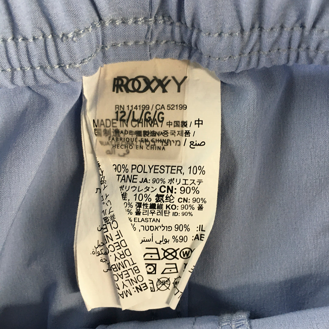 Roxy Womens Shorts Size 12 Blue Drawstring Logo Elastic Waist