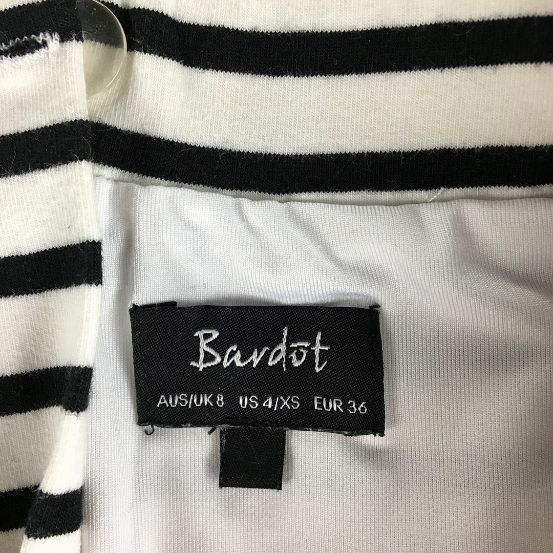 Bardot Womens Midi Skirt Size 8 White Striped Straight