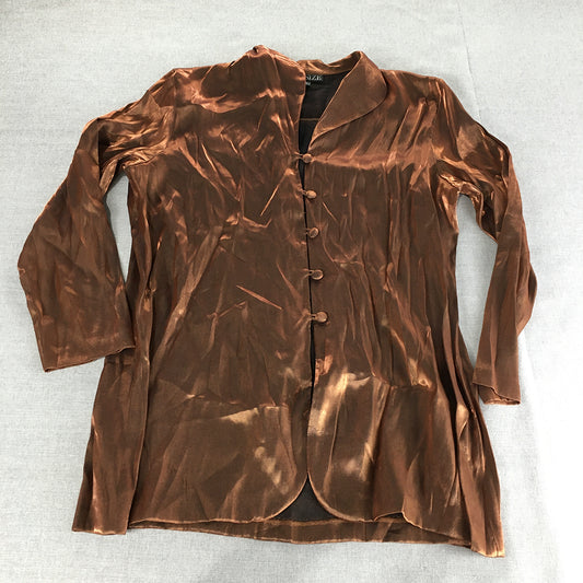 My Size Womens Shirt Size M Bronze Brown Button-Up Long Sleeve Top