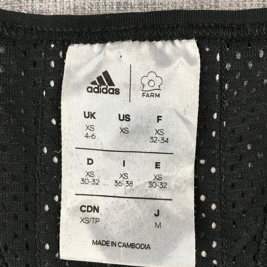 Adidas x Farm Womens Cropped Top Size XS (4 - 6) Black Sleeveless Logo