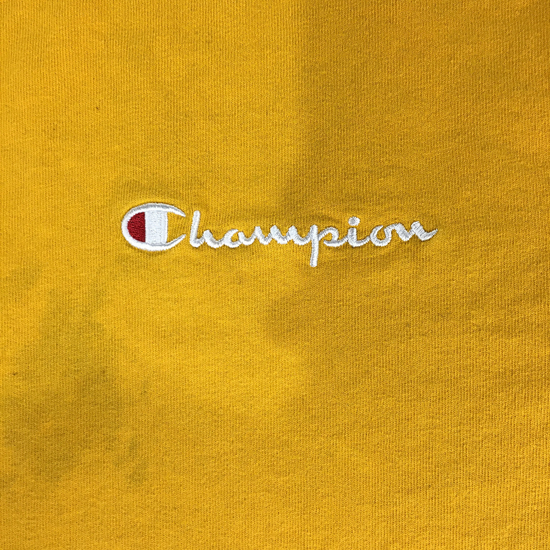 Champion Mens T-Shirt Size XL Yellow Embroidered Logo Crew Neck Tee