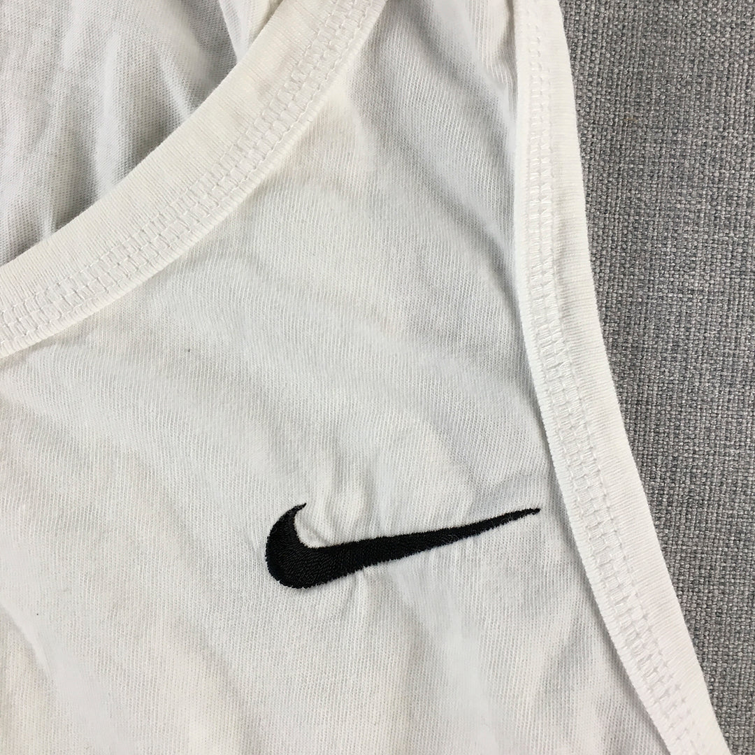 Nike Mens Tank Top Size L White Sleeveless Embroidered Logo Shirt