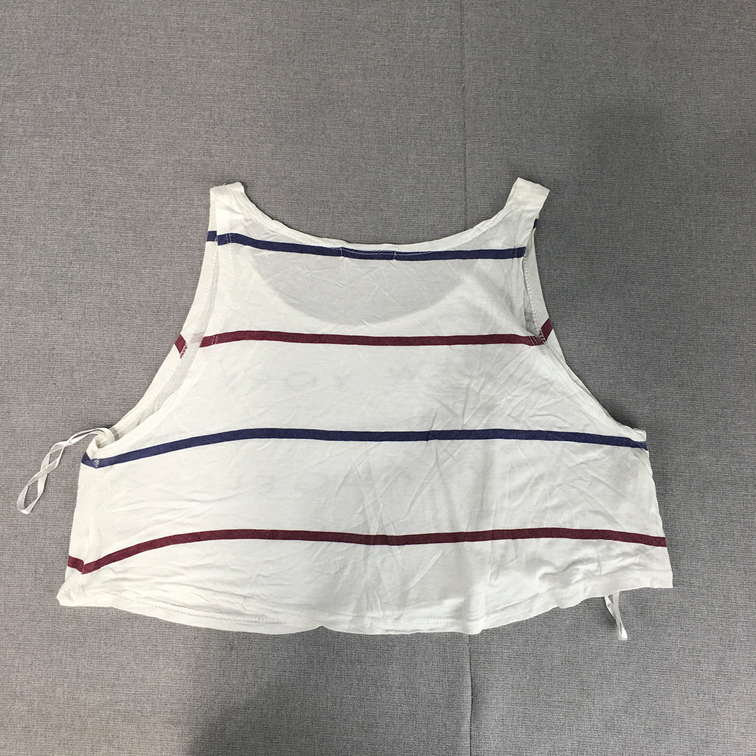 Paper Closet Womens Tank Top Size L White Striped Sleeveless Shirt