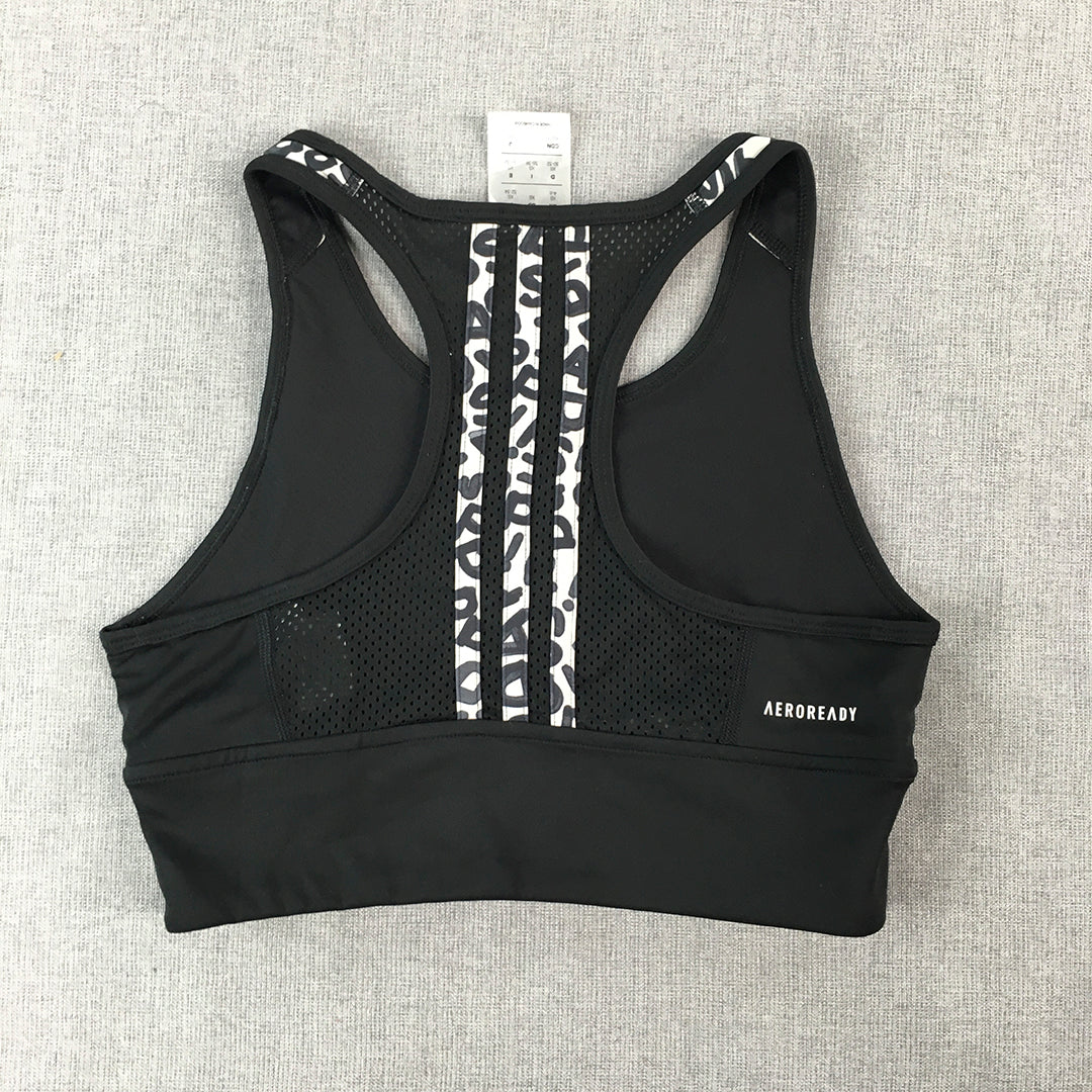 Adidas x Farm Womens Cropped Top Size XS (4 - 6) Black Sleeveless Logo