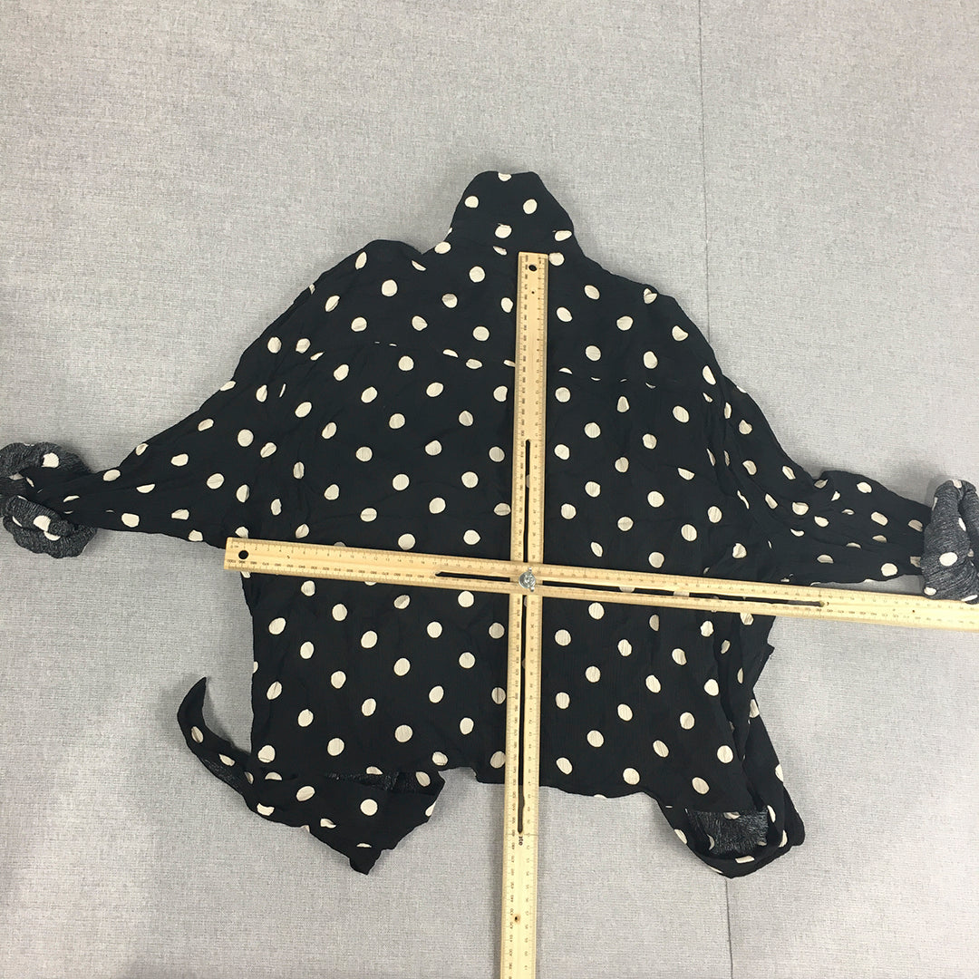 H&M Womens Top Size M Black Polka Dot Long Sleeve Button-Up Shirt