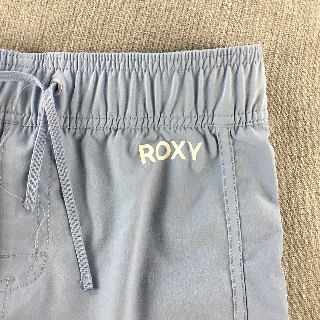 Roxy Womens Shorts Size 12 Blue Drawstring Logo Elastic Waist