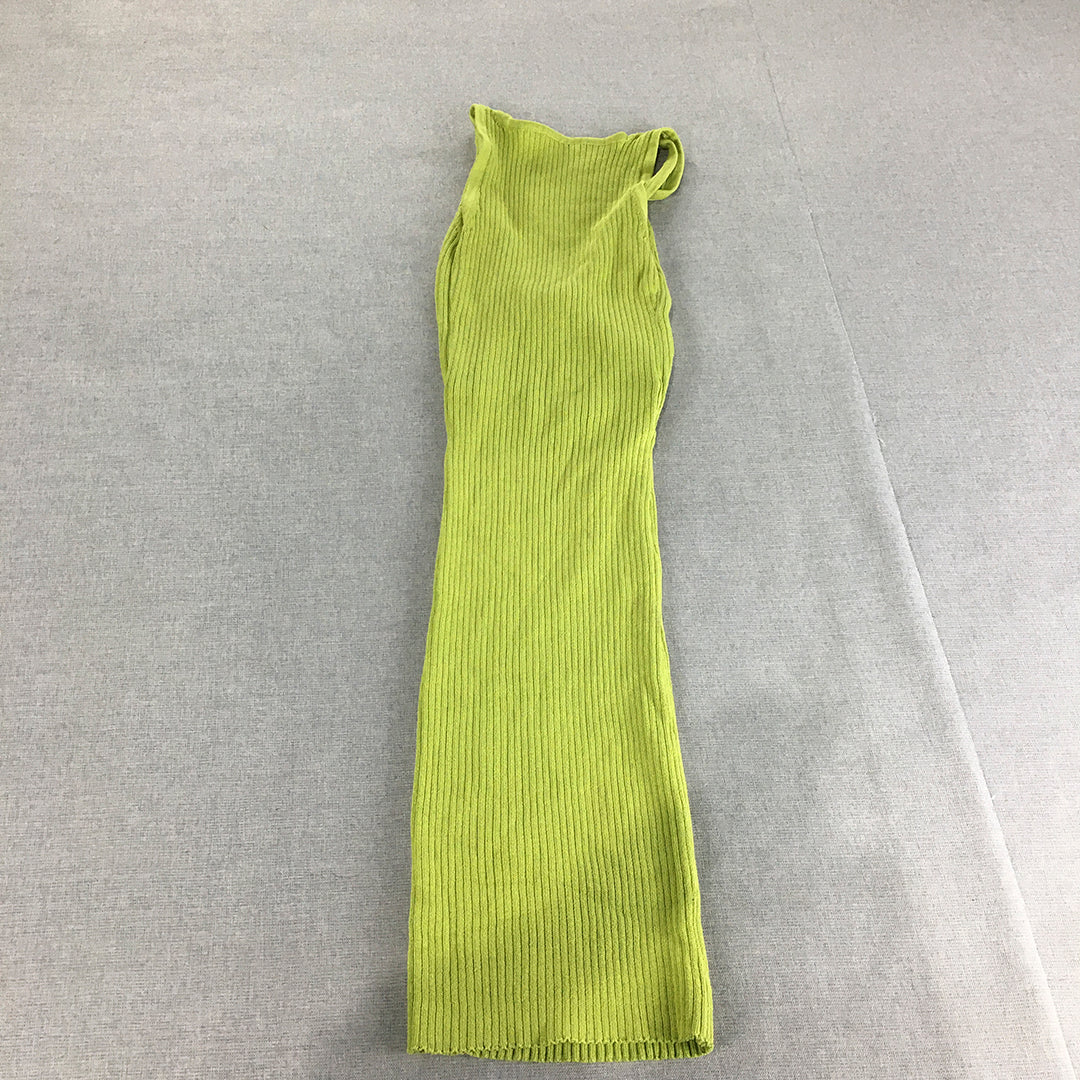 Into Womens Bodycon Dress Size S Green Stretch Mini Knit Sleeveless