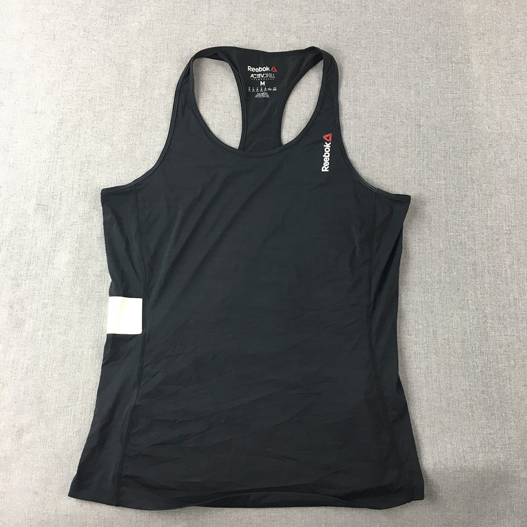 Reebok Activchill Womens Tank Top Size M Black Logo Sleeveless Shirt