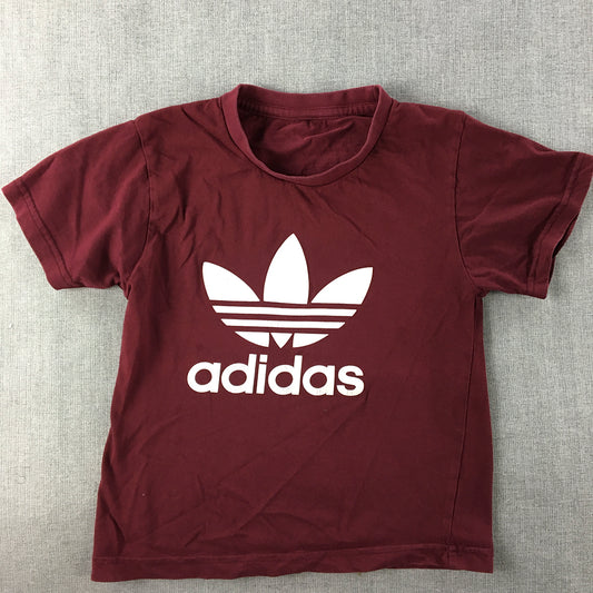 Adidas Kids Boys T-Shirt Size 6 Years Red Big Trefoil Logo Short Sleeve Top