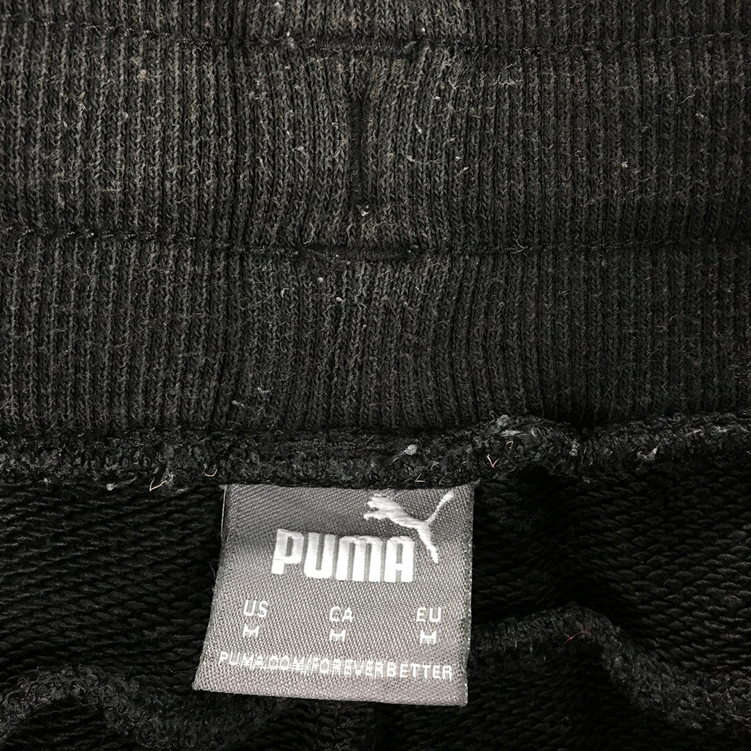 Puma Womens Shorts Size M Black Logo Pockets Elastic Waist