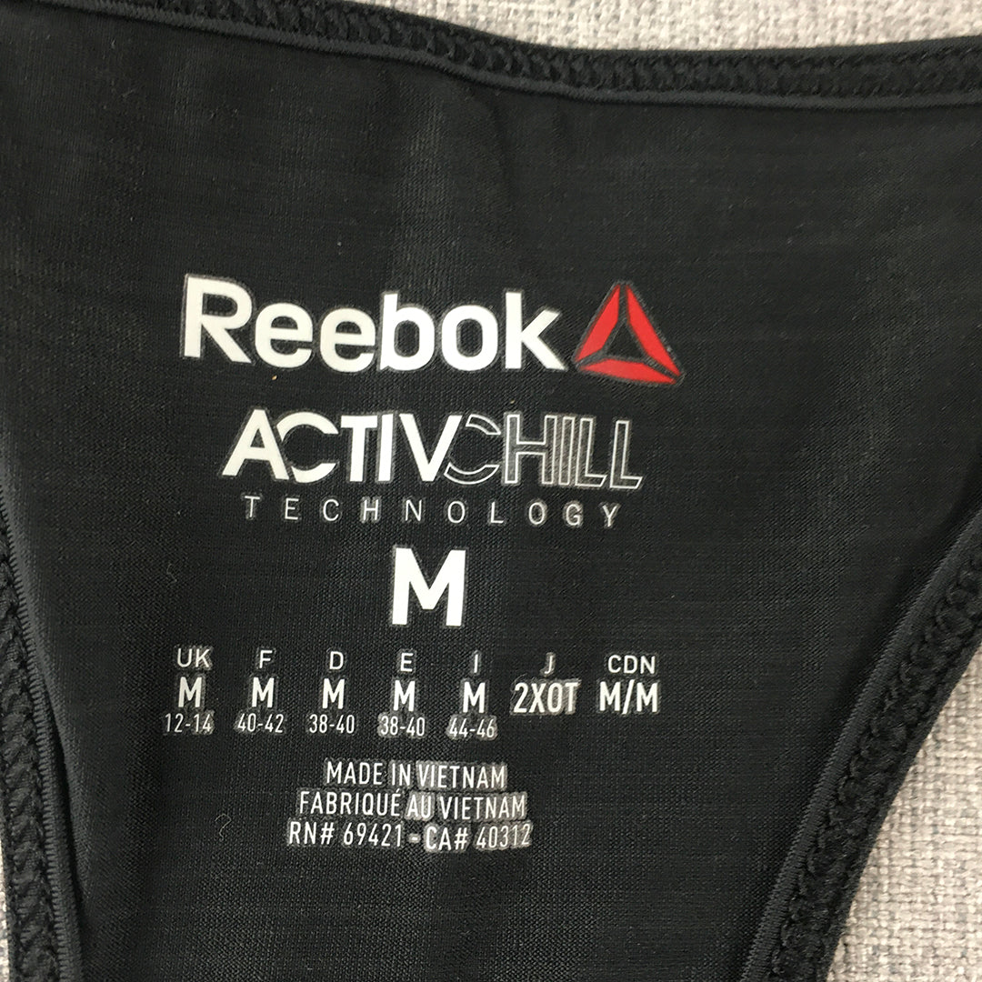 Reebok Activchill Womens Tank Top Size M Black Logo Sleeveless Shirt