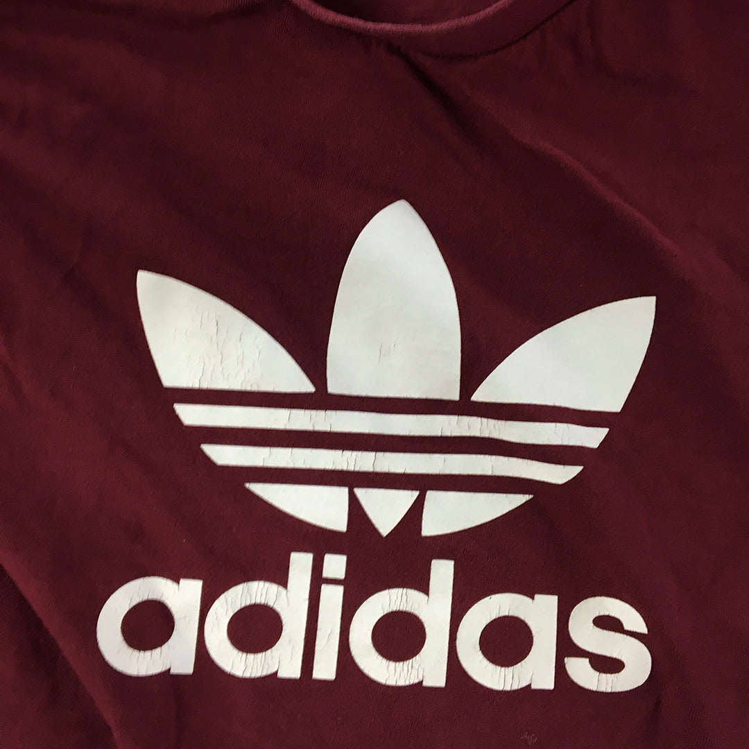 Adidas Kids Boys T-Shirt Size 6 Years Red Big Trefoil Logo Short Sleeve Top