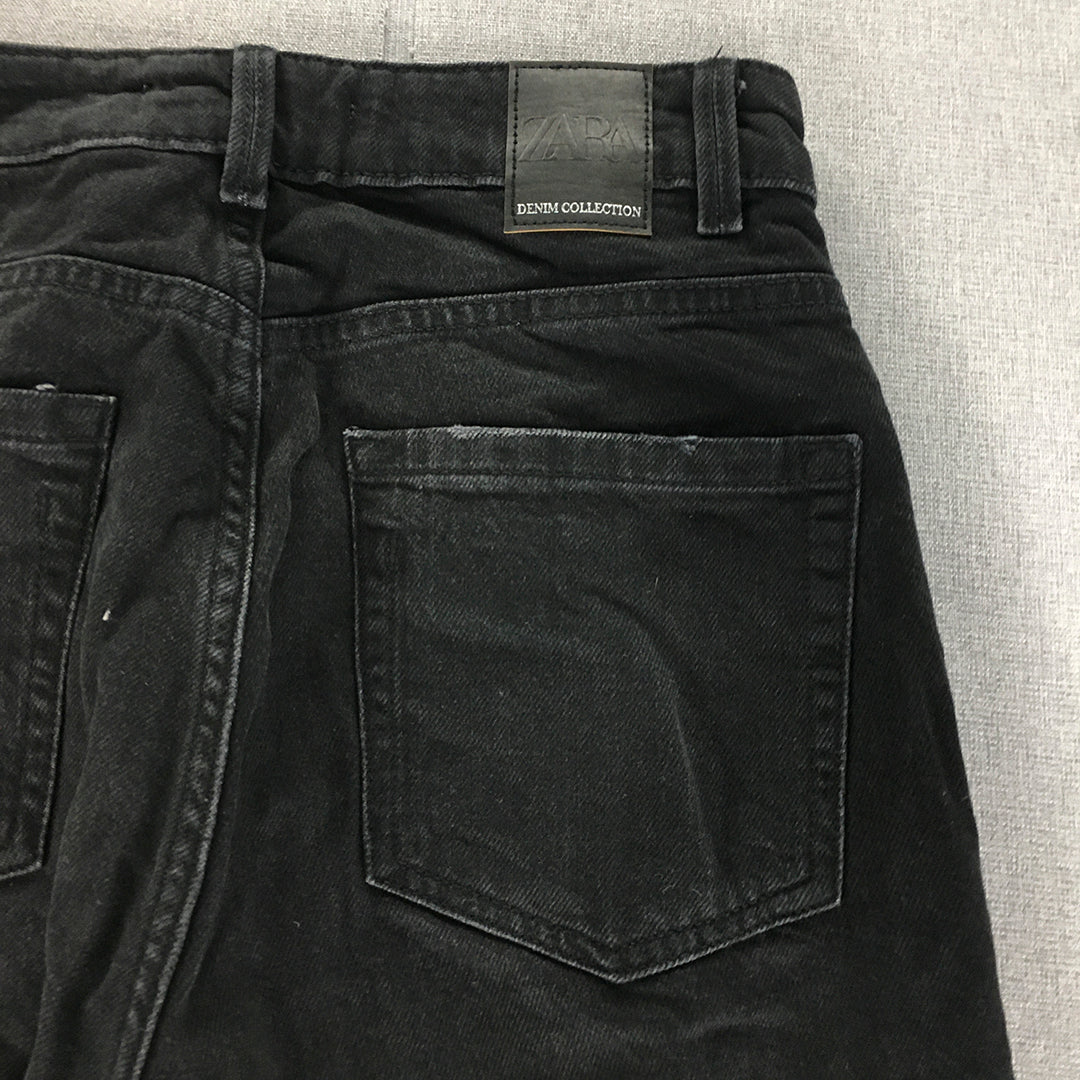 Zara Womens Jeans Size 4 (W26 x L28) Black Straight Leg Dark Wash Denim