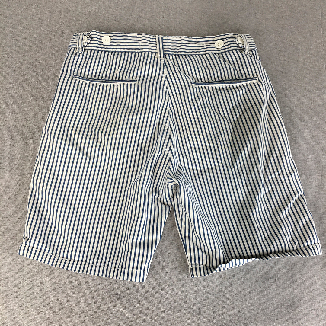 Cotton On Mens Chino Shorts Size 30 Blue White Striped Pockets