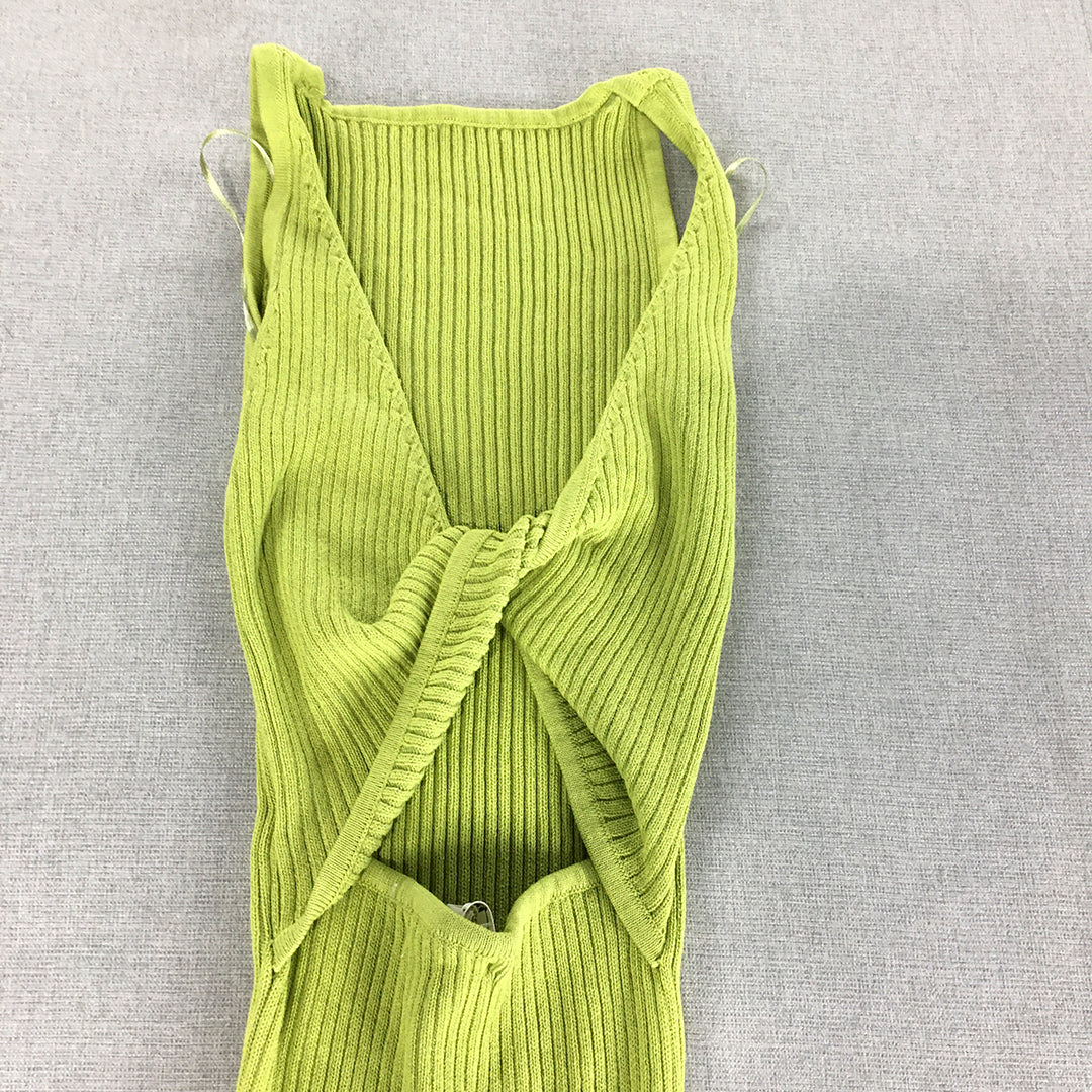 Into Womens Bodycon Dress Size S Green Stretch Mini Knit Sleeveless