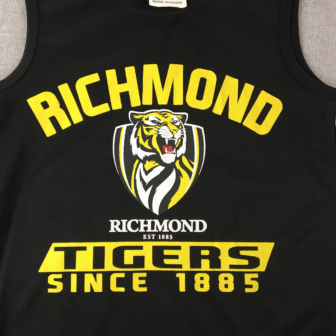 Richmond Tigers Kids Boys Guernsey Shirt Size 10 Black AFL Football Sleeveless