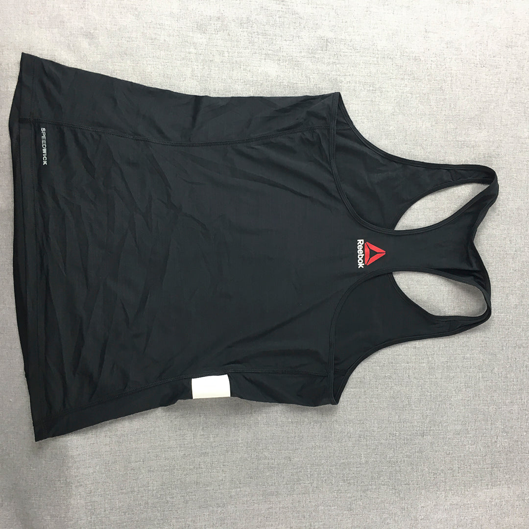 Reebok Activchill Womens Tank Top Size M Black Logo Sleeveless Shirt