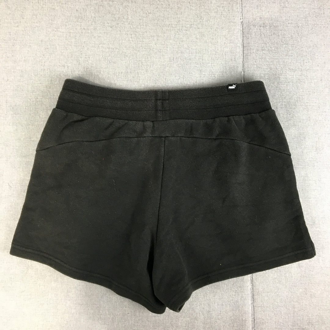 Puma Womens Shorts Size M Black Logo Pockets Elastic Waist