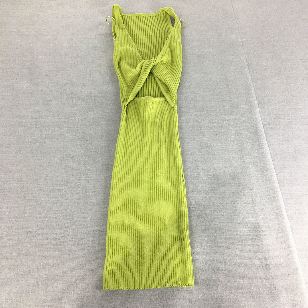 Into Womens Bodycon Dress Size S Green Stretch Mini Knit Sleeveless