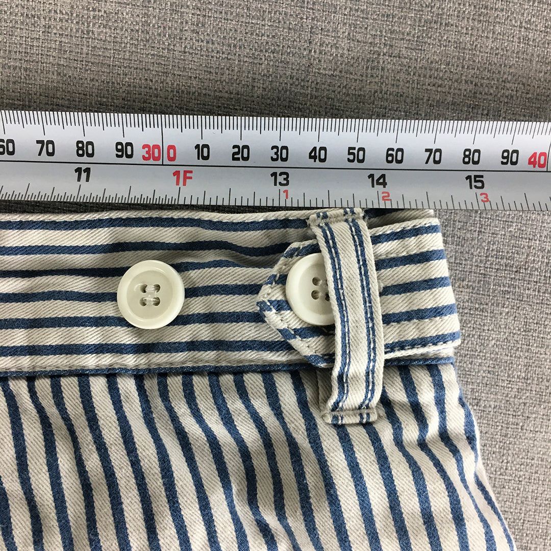 Cotton On Mens Chino Shorts Size 30 Blue White Striped Pockets