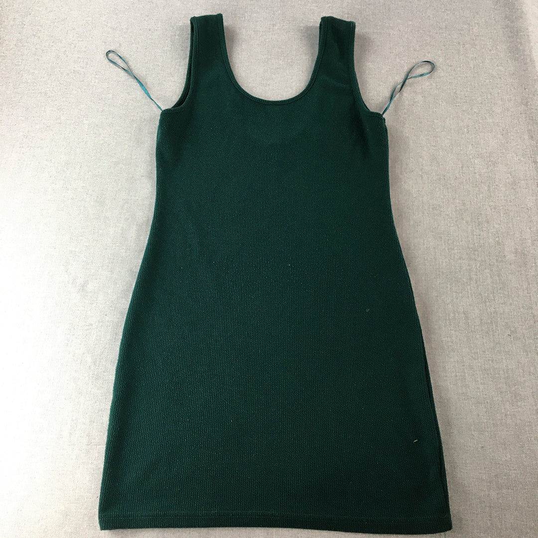 Valleygirl Womens Mini Dress Size XL Dark Green Knit Stretch Fabric Sleeveless