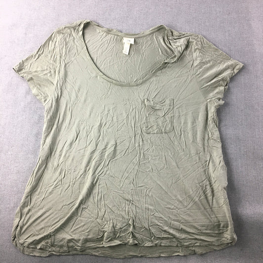 H&M Womens T-Shirt Size XL Green Short Sleeve Pocket Top