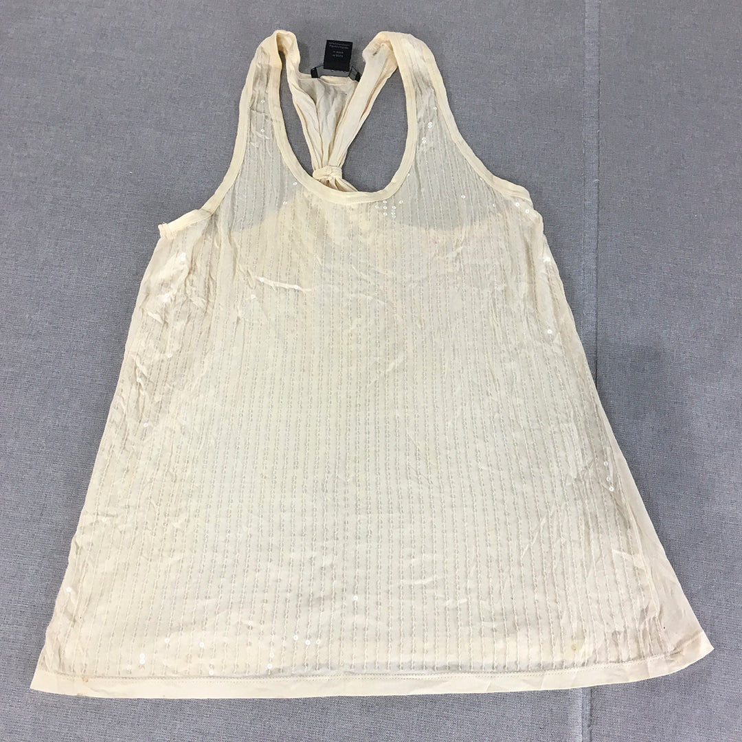 Calvin Klein Jeans Womens Tank Top Size S Cream Beige Sleeveless Knit