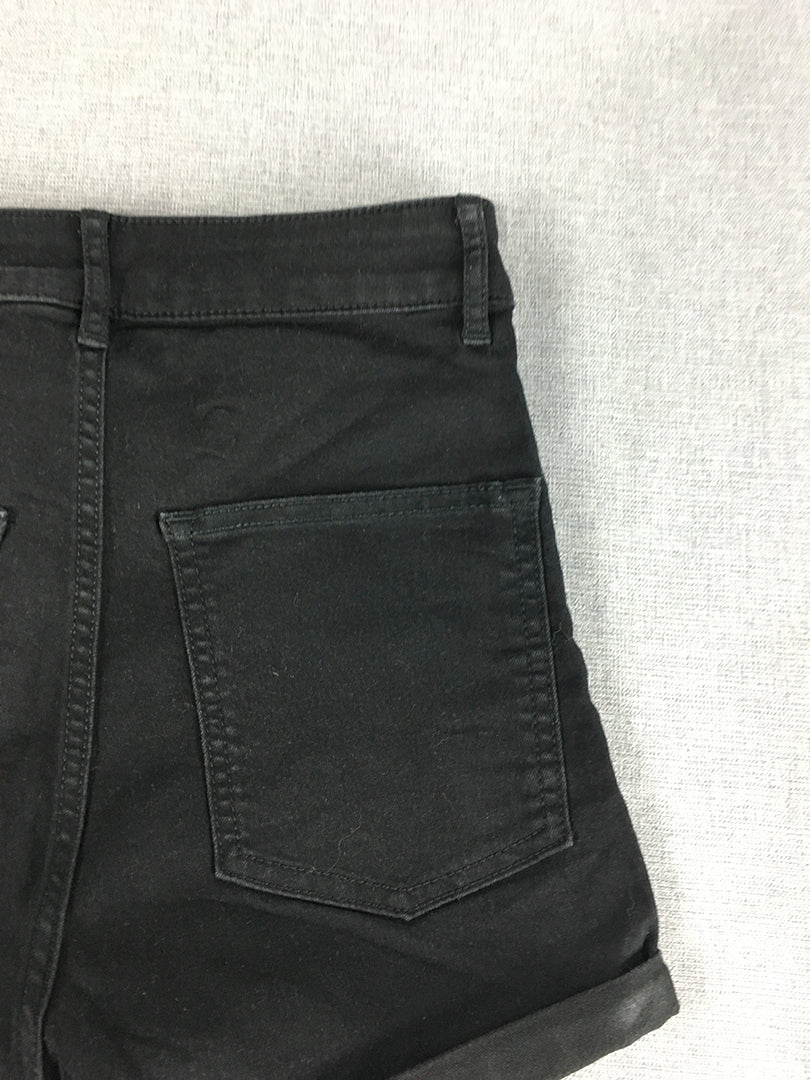 H&M Womens Denim Shorts Size 6 Black Stretch Bermuda