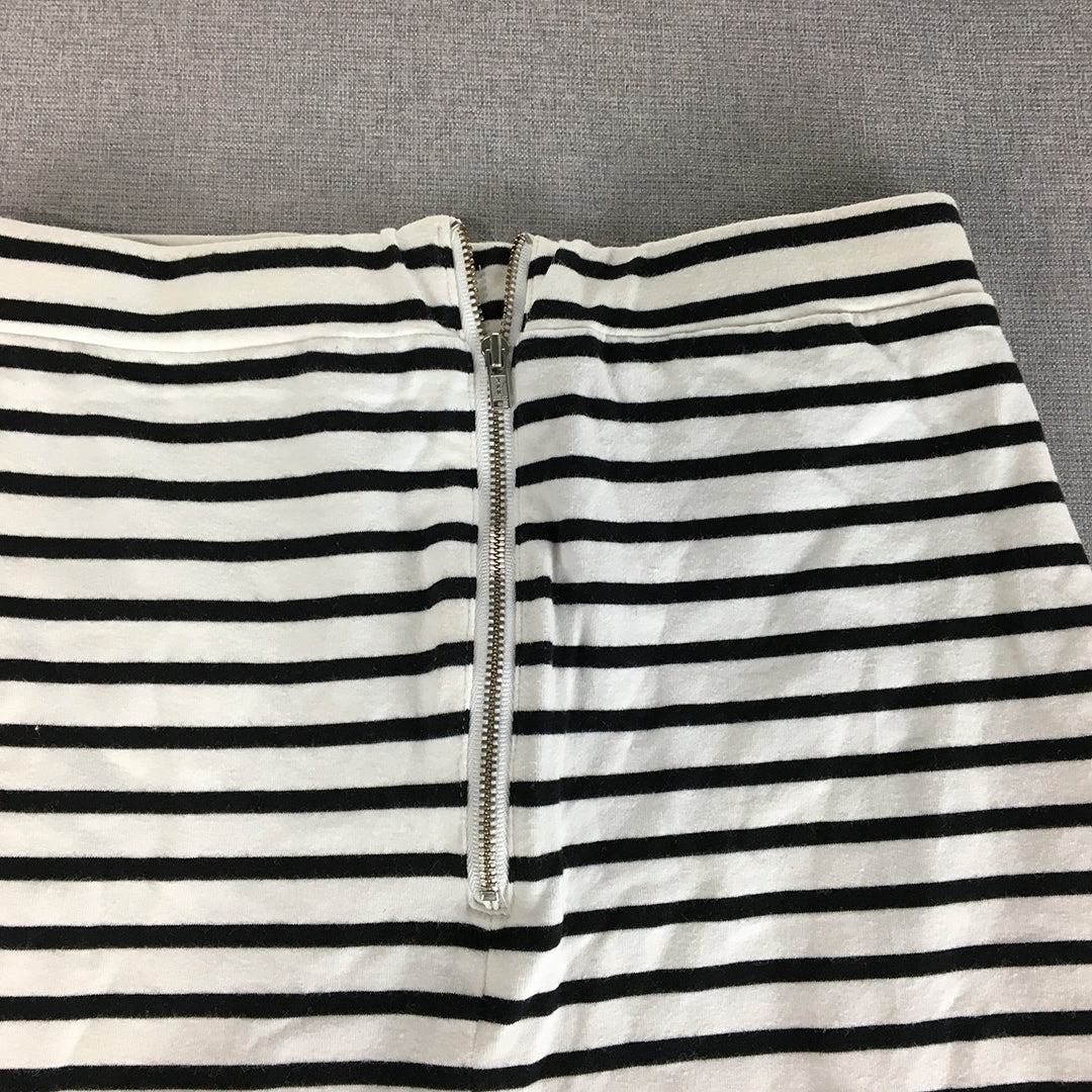 Bardot Womens Midi Skirt Size 8 White Striped Straight