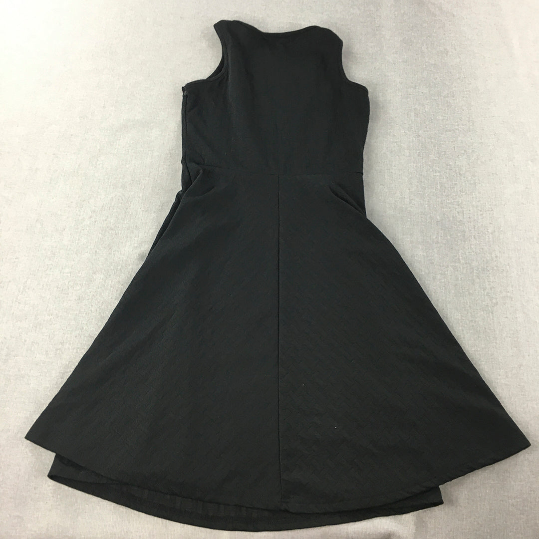 Klessman Womens Dress Size 8 Black Fit & Flare Sleeveless Midi