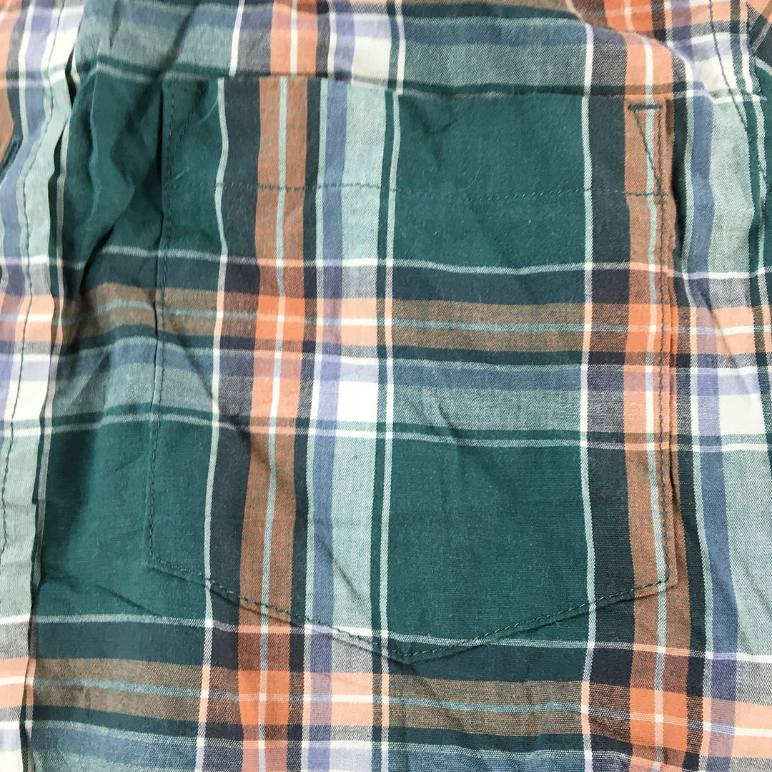 Sonoma Mens Shirt Size S Green Orange Checkered Button-Up Long Sleeve