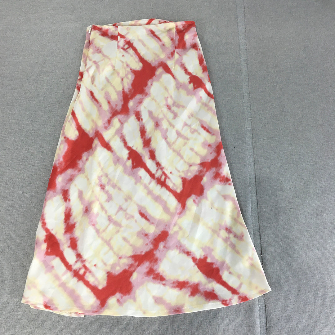 Polly Womens A-Line Skirt Size 6 White Red Slit