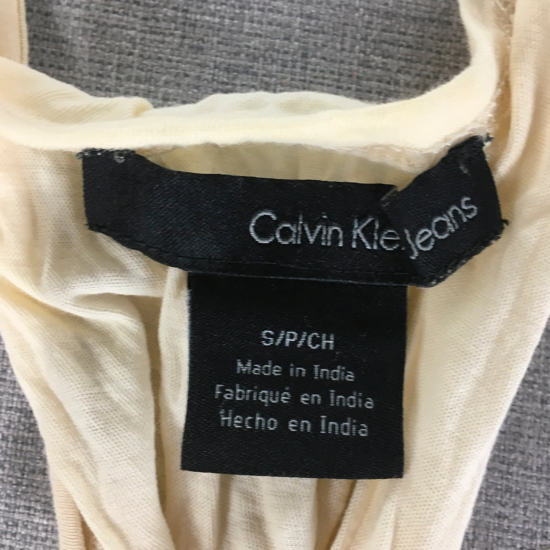 Calvin Klein Jeans Womens Tank Top Size S Cream Beige Sleeveless Knit