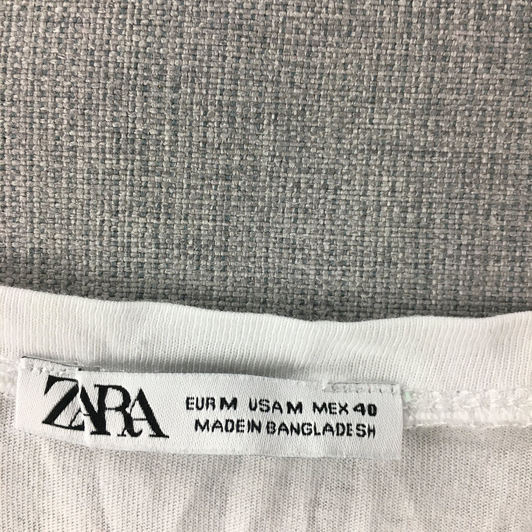 Zara Mens T-Shirt Size M White Crew Neck Short Sleeve Tee