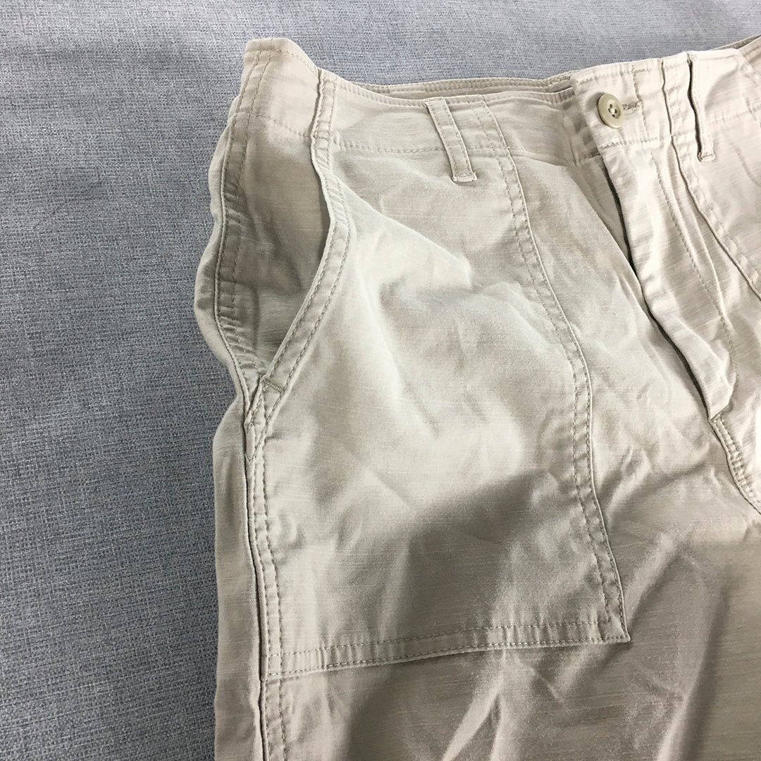 Uniqlo Womens Shorts Size 27 Grey Chino Pockets Stretch Fabric